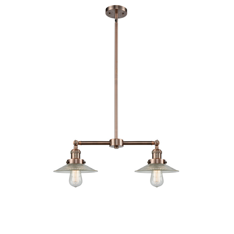 Luminaire suspendu linéaire à 2 lumières pour îlot de cuisine Miramontes, Ampoule DEL 6 watts Vinage, Cuivre antique