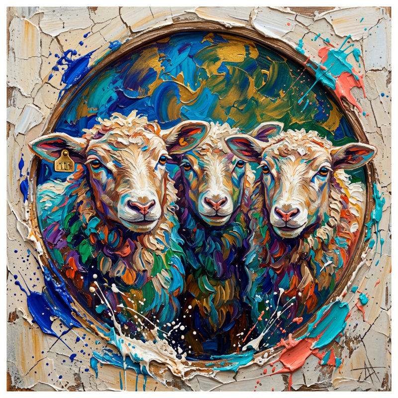 Tapis de bain Three Sheep Portrait, 34in W x 21in L