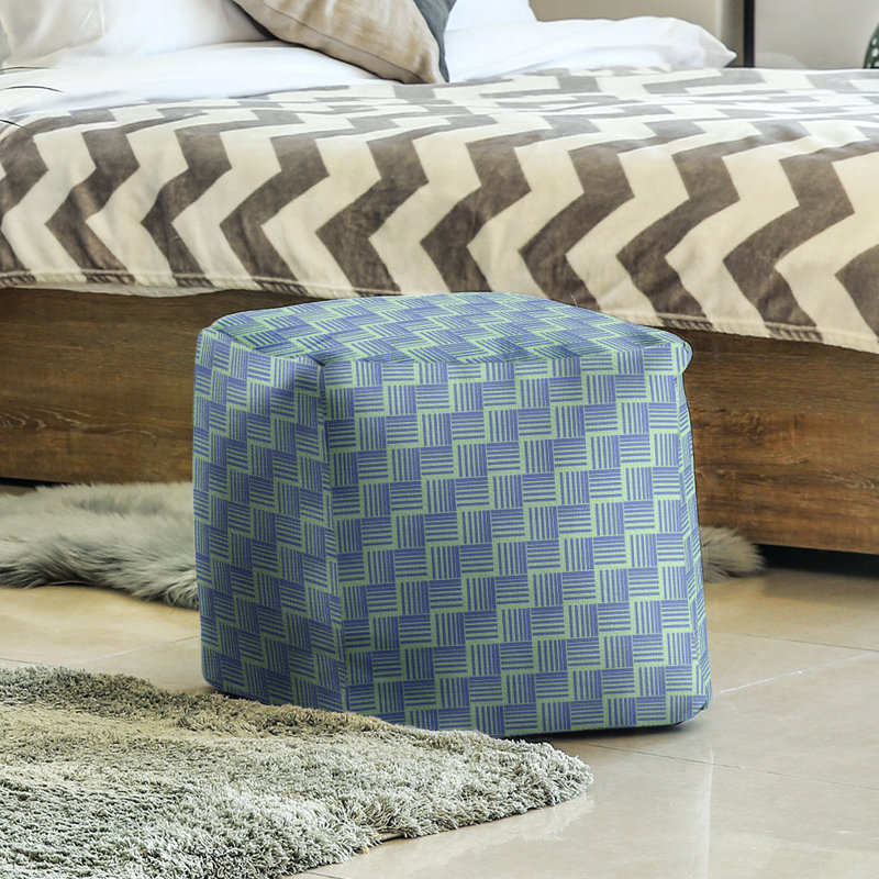 Repose-pieds cubique à rayures classic basketweave, Vert / bleu