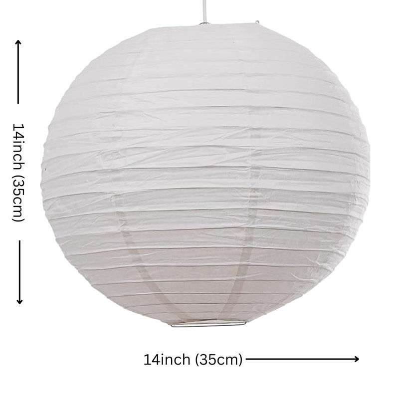 35cm H Paper Round Pendant Shade ( Clip On ), White