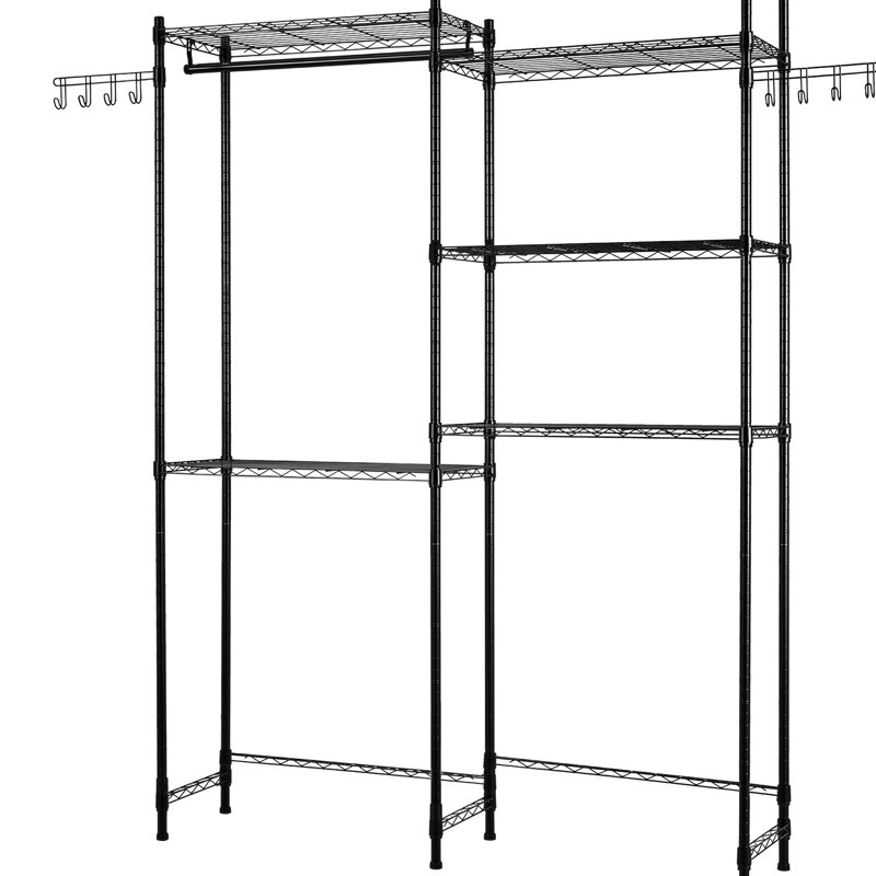 Support de séchage sur 5 niveaux pour laveuse et sécheuse, noir, tablettes réglables - Rouille, idéal pour les petites tablettes de salle de lavage, avec dispositif de basculement, structure haute résistance