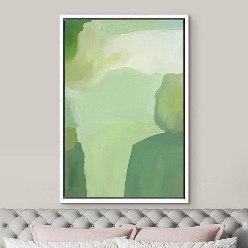 «Abstract Colorful Strokes Mint Green Stroke Landscape», reproduction d'art sur toile, H 24 po x l 16 po x P 1,5 po, Blanc