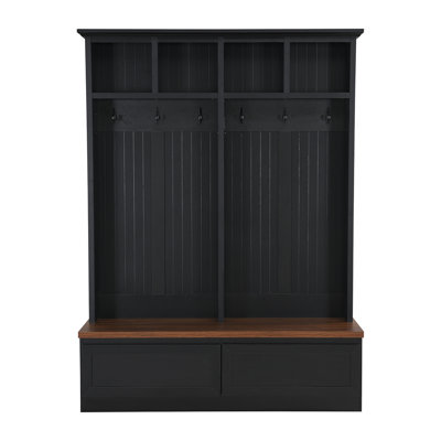 Farmhouse 4-in-1 Hall Tree with Wood Grain Bench