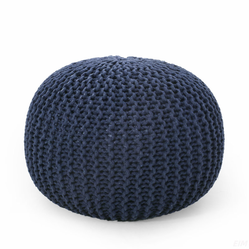 Pouf rond en coton tricoté 20 x 20 Moro, Marine