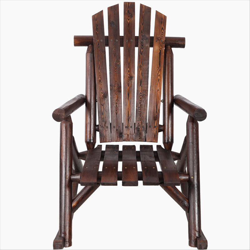 Chaise berçante en bois de sapin durable avec conception ergonomique pour la détente intérieure et extérieure, Brun
