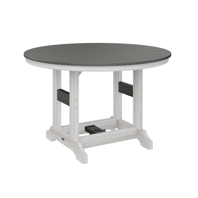 Garden Classic Outdoor Round Bar Table, Coastal Gray, Seashell