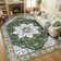 Machine Washable Non-Slip Green Oriental Area Rug