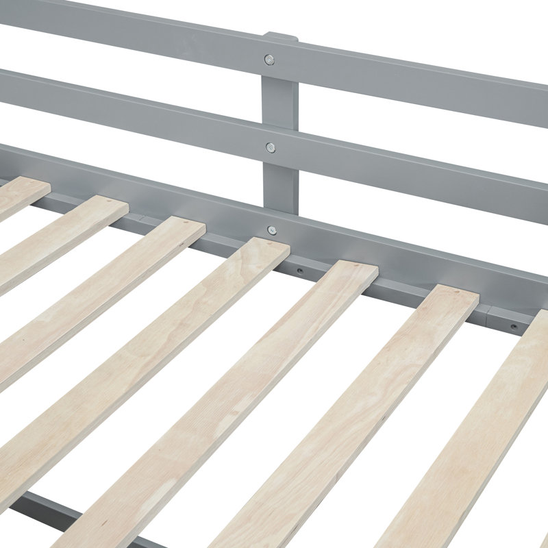 Lit mezzanine simple gris avec bureau roulant - Étagère et tiroir, Gris