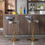 Ensemble de 2 tabourets de bar, revêtement en velours gris, piètement et repose-pieds, hauteur réglable, design élégant, couleurs variées, pivotants et réglables en hauteur, option d'assise moderne