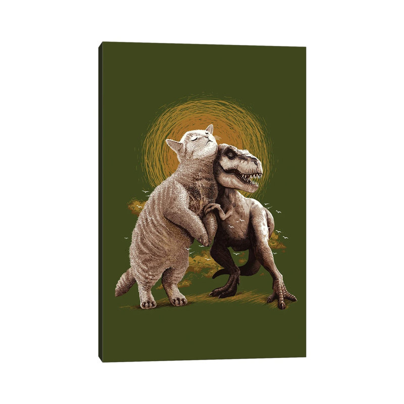 Cat & Trex by Adam Lawless - Wrapped Canvas Gallery-Wrapped Canvas Giclée, 101.6 cm H x 66.04 cm W x 3.175 cm D