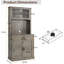 Armoire de cuisine avec support pour micro-ondes 71 pi Armoire de cuisine haute autoportante avec portes et tablettes pour salle à manger gris rustique-1023603674