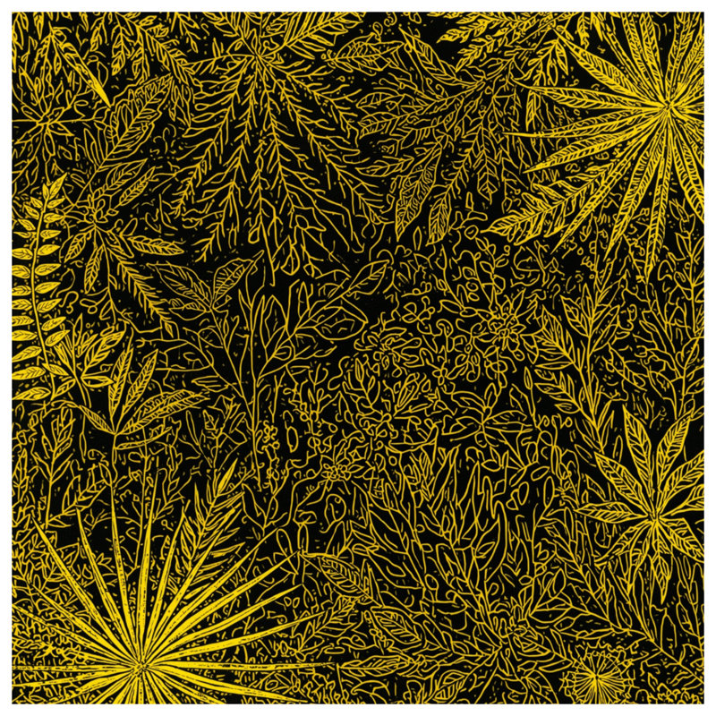 Tapisserie murale «Yellow Botanical Illustration» - décoration murale botanique, 104 po H x 88 po avec 4 œillets