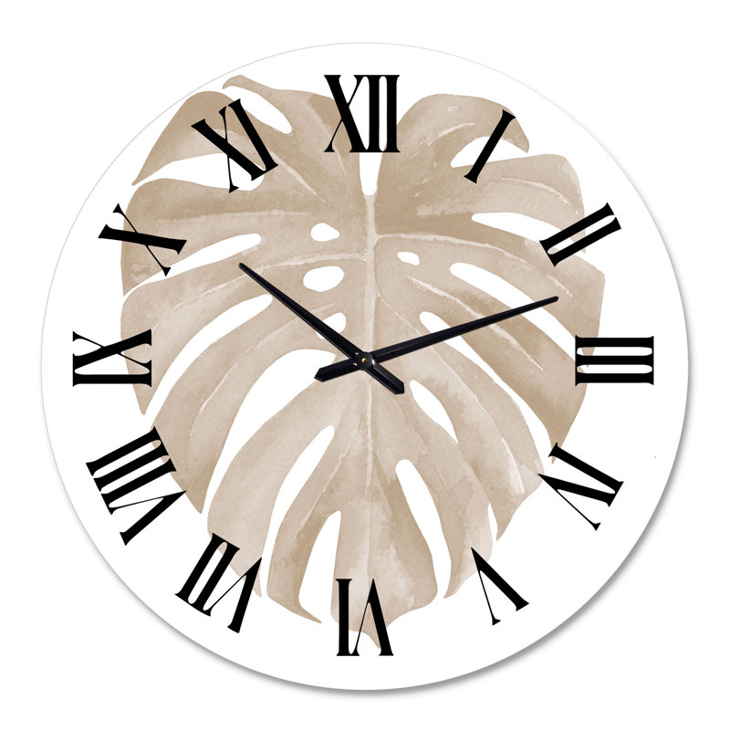 Horloge murale traditionnelle ivoire Pastel Monstera, Grand