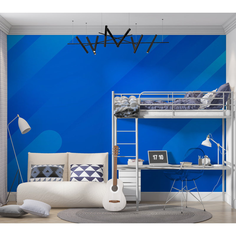 Murale pelez et collez de qualité supérieure - Rayures bleues abstraites, L 120 po x l 180 po