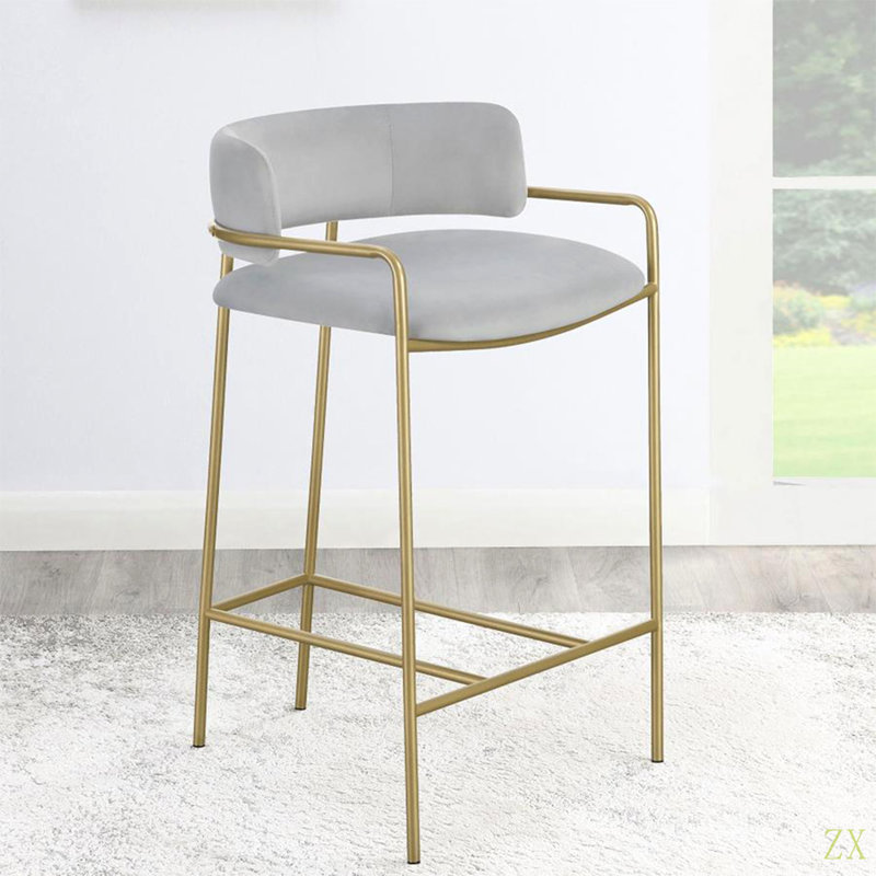 Velvet Upholstered Low Back Stool