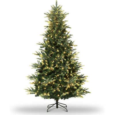 4.5/6.5/7.5/9ft Pre-lit Spruce Christmas Tree with UL Lights, Fire-Resistant PE/PVC Branches