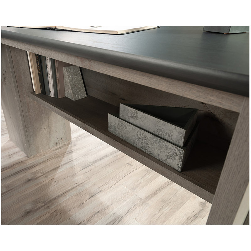 L-Shaped Home Office Desk, Dark Gray/Brown