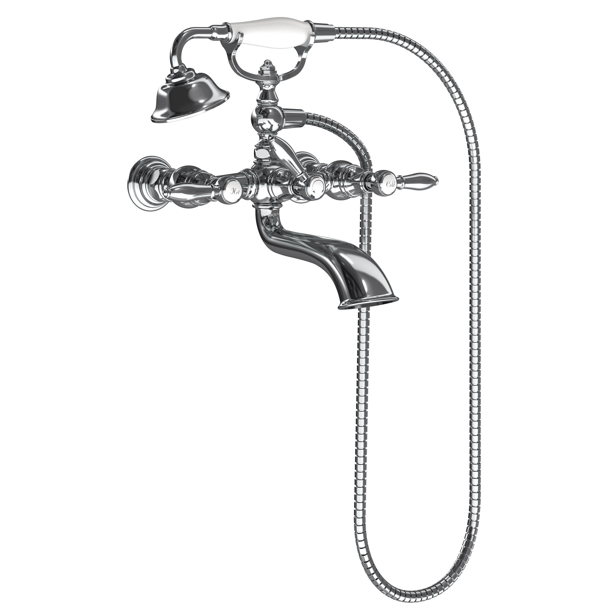 Weymouth Double Handle Floor Mounted Clawfoot Tub Faucet Trim with Diverter and Handshower, Chrome