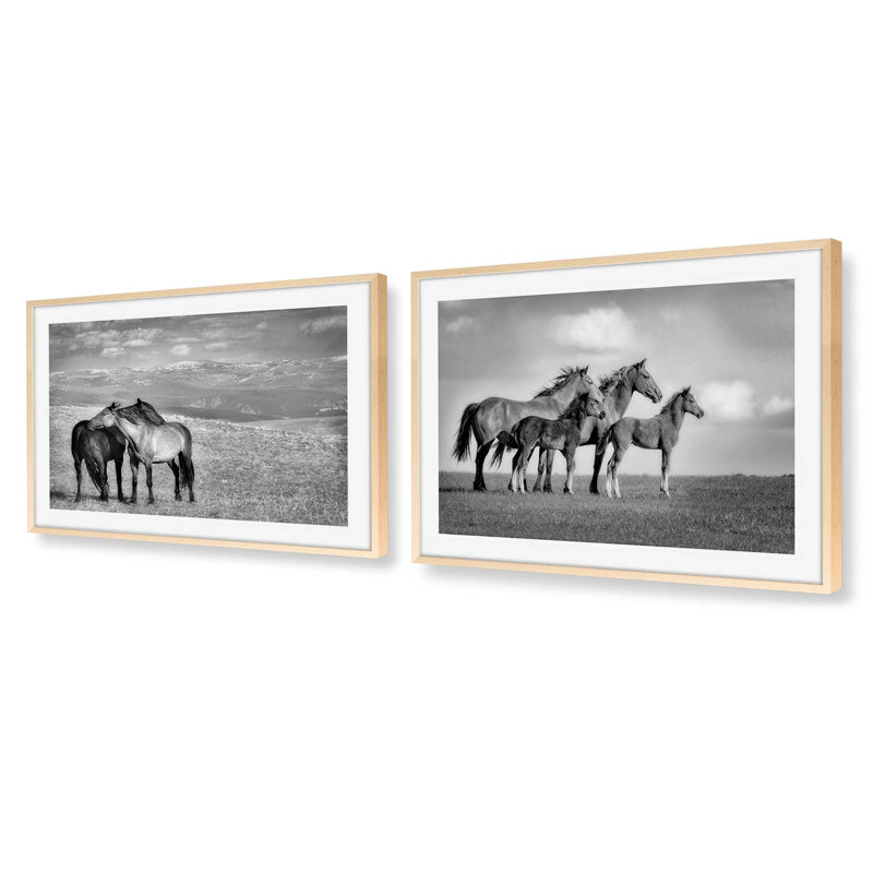 Free Spirits, ensemble de 2 impressions dans un cadre, Érable brut encadré, H 12,5 po x l 29,5 po x P 1,25 po