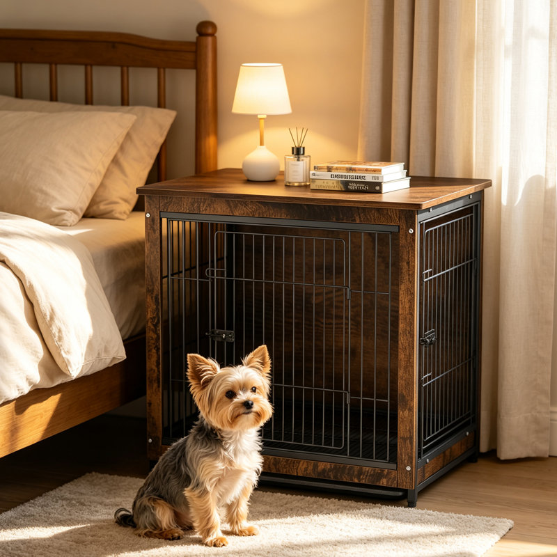 Landis Furniture Style Pet Crate with 2 Doors, 59cm H X 63cm W X 51cm D