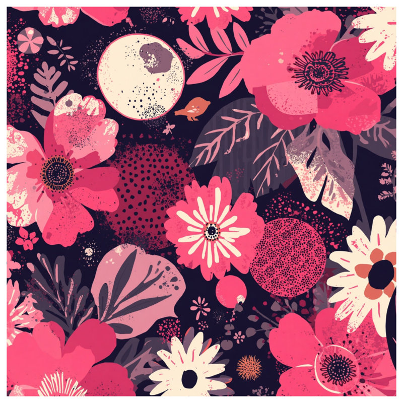 Édredon rose à motif floral, Twin