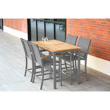 Tribeca Outdoor 5 - Piece Teak Aluminum Counter Height Narrow Bar Set