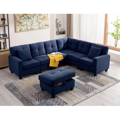 Reversible Modular Corner Sectional Sofa & Ottoman Set