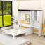 Lit escamotable en bois avec canapé, bureau, tablettes de rangement et armoire-118013374