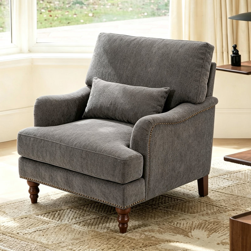 Fauteuil rembourré, Chenille brun clair
