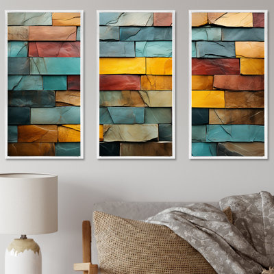 Boho Earth Element Stones Mosaic II - Boho mosaïque murale, art mural