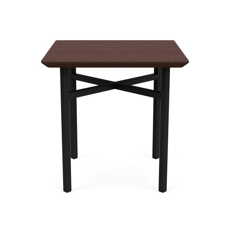 Avon Rx Healthcare Waiting Reception Square End Table Metal Frame 20X20" High Pressure Laminate Top, Cocoa Walnut, Black