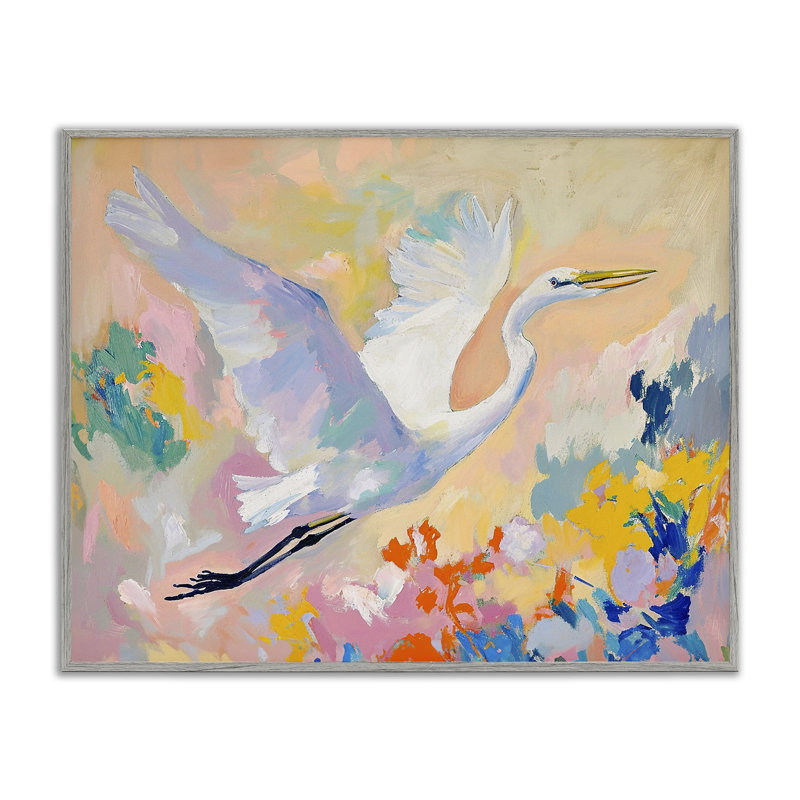 Heron & Abstract Botanicals, art de la giclée encadrée par Ramona Murdock, Estampe numérique Farmhouse, H 16 po x l 20 po