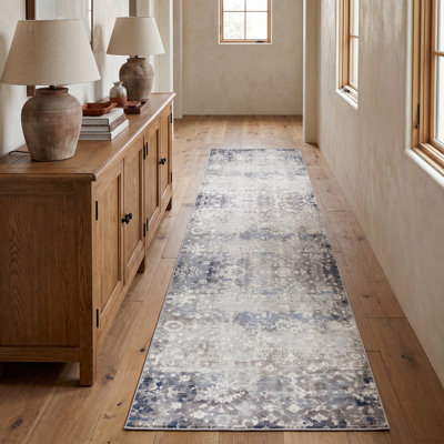 Tapis gris à motif floral Romulus