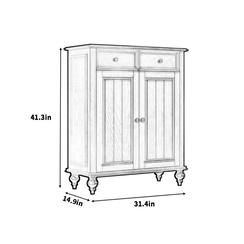 Armoire de rangement pour chaussures en bois massif 16 paires, Blanc