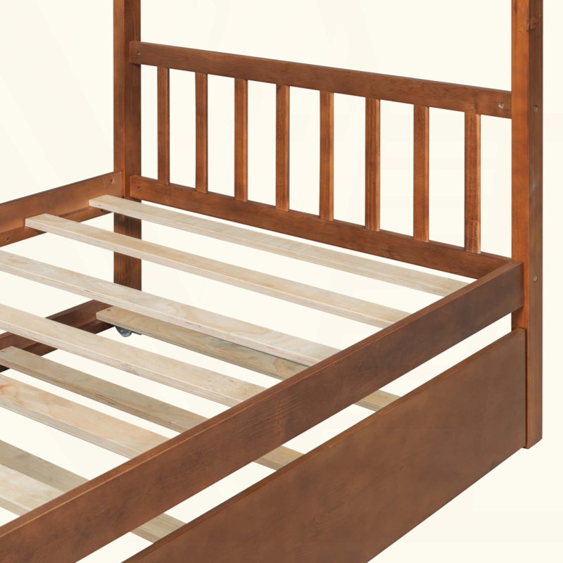 Lit en bois avec couchette, Brun, Grand