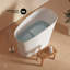 Baignoire japonaise autoportante Cascade II 48 po, modèle sabot simple, blanc mat, tabouret inclus