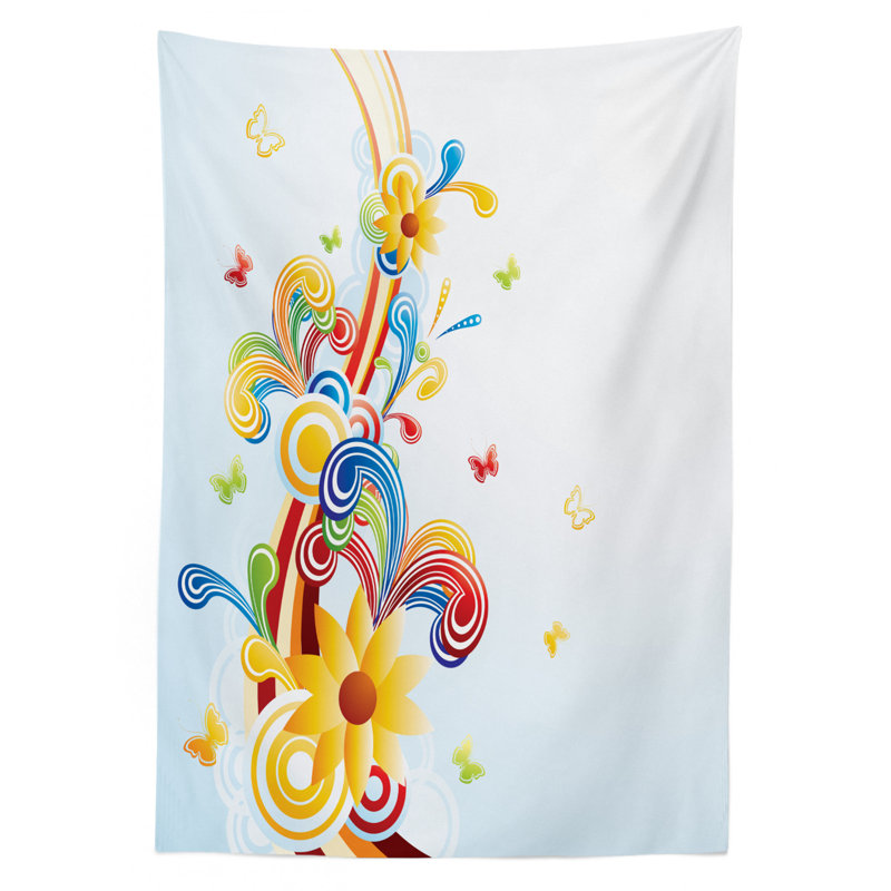 Nappe de style rétro et de style vague à vague verticale funky, 70 po x 52 po