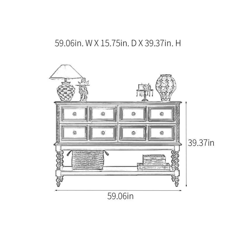 Retro Multifunctional Console Table