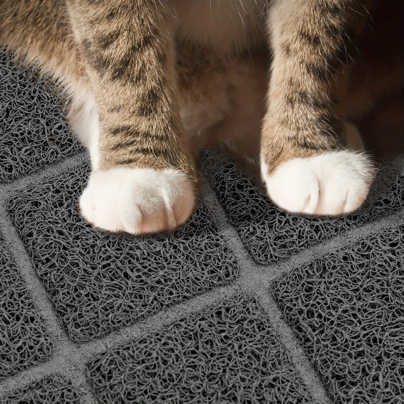 Tapis pour litière pour chat - Nylon texturé, facile à nettoyer, durable, doux pour les pattes et réduisant le gaspillage | Pour les chats d'intérieur et les chatons