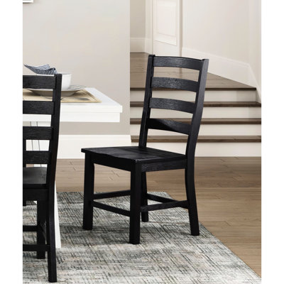 Lot de 2 chaises de salle à manger noires, style décontracté, en bois, pouvant supporter jusqu'à 113 kg (250 lb) et d'une hauteur d'assise de 46 cm (18 po). Produit de 98 cm (38,5 po) de hauteur.