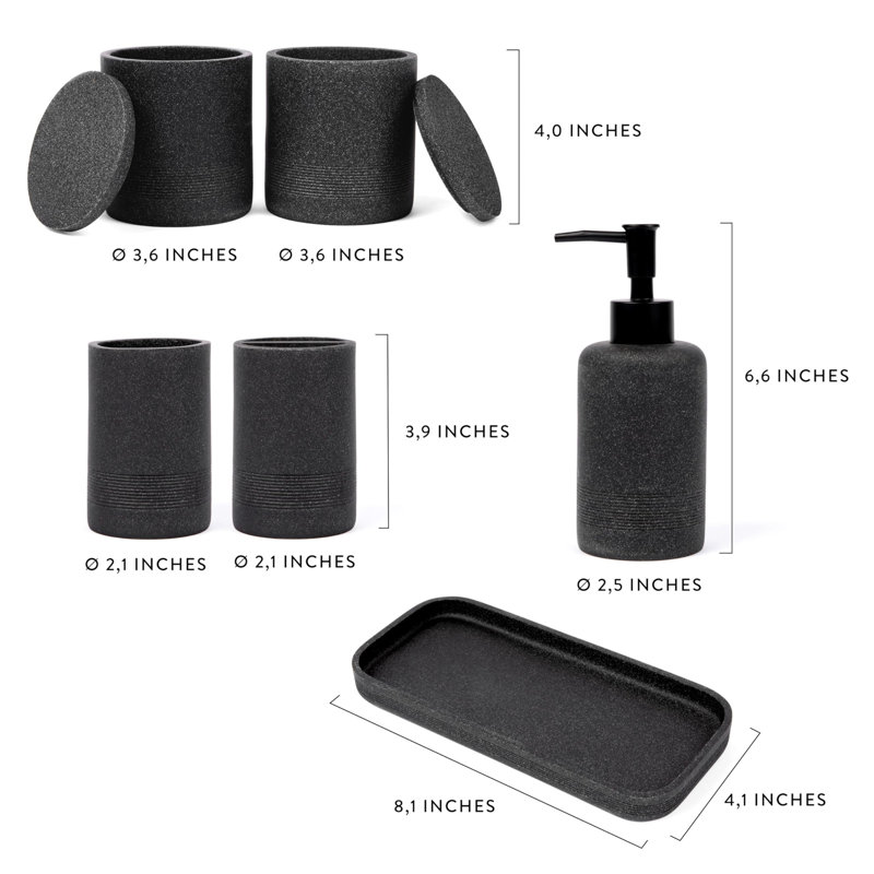 Rodivel Bathroom Accessory Set, Black