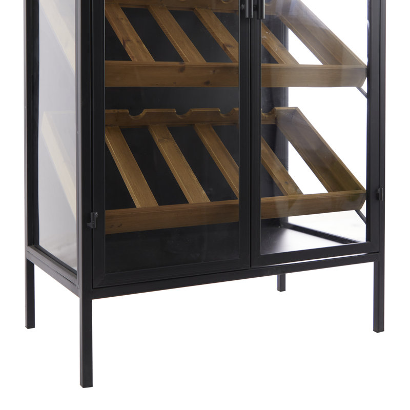Aslean 15 Bottle Floor Wine Bottle & Glass Rack in