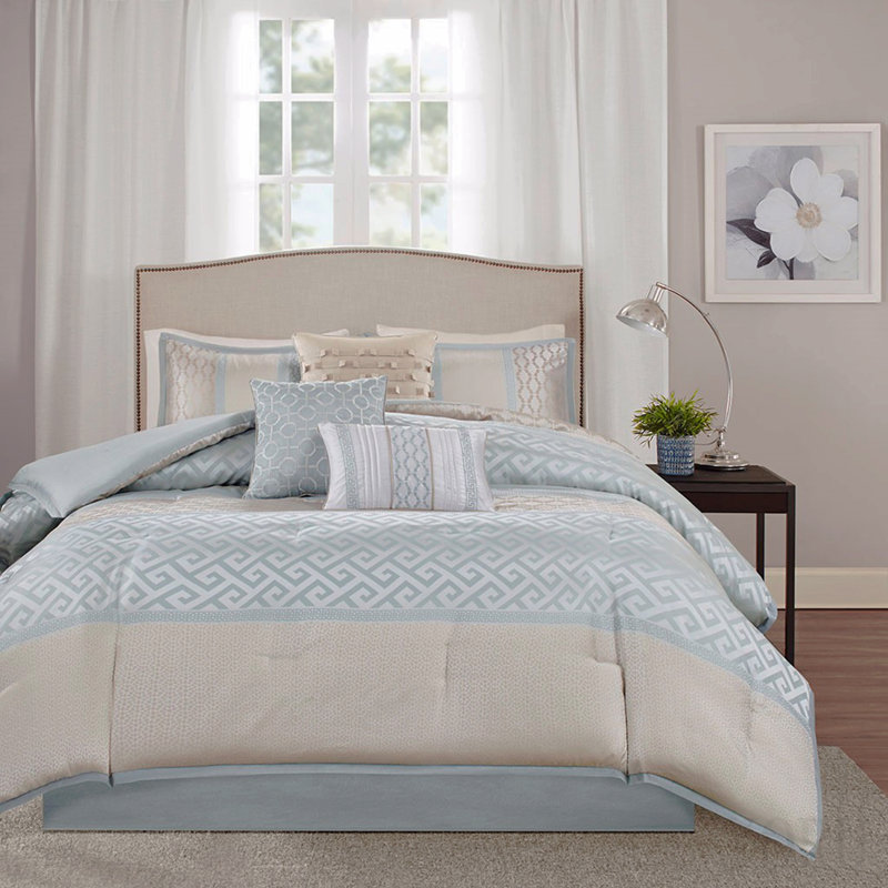 7 Piece Comforter Set Aqua Queen