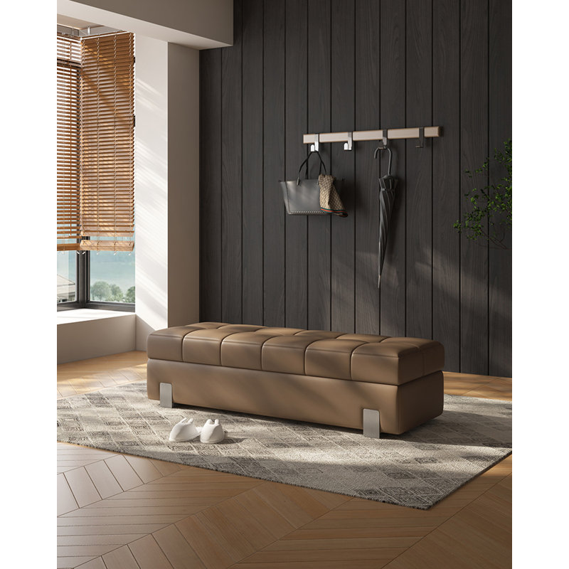 Repose-pieds moderne en cuir de silicone avec piqûres tridimensionnelles, H 15,75 po x l 62,99 po x P 19,69 po