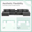 Canapé modulaire rembourré en U avec haut-parleurs Bluetooth et console, chargeur USB et repose-pieds-129460533