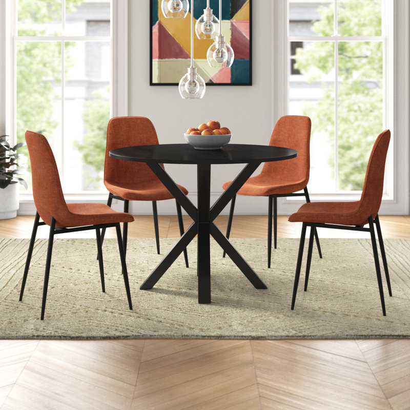 Ensemble de salle à manger rond 5 pièces avec chaises en chenille 39,5 po Folmar, Terra