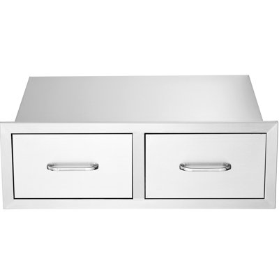 Tiroirs extérieurs pour îlot de barbecue l 29,5 po x H 10 po x P 19,7 po, tiroirs doubles horizontaux, roulement en douceur et bonne protection d'étanchéité