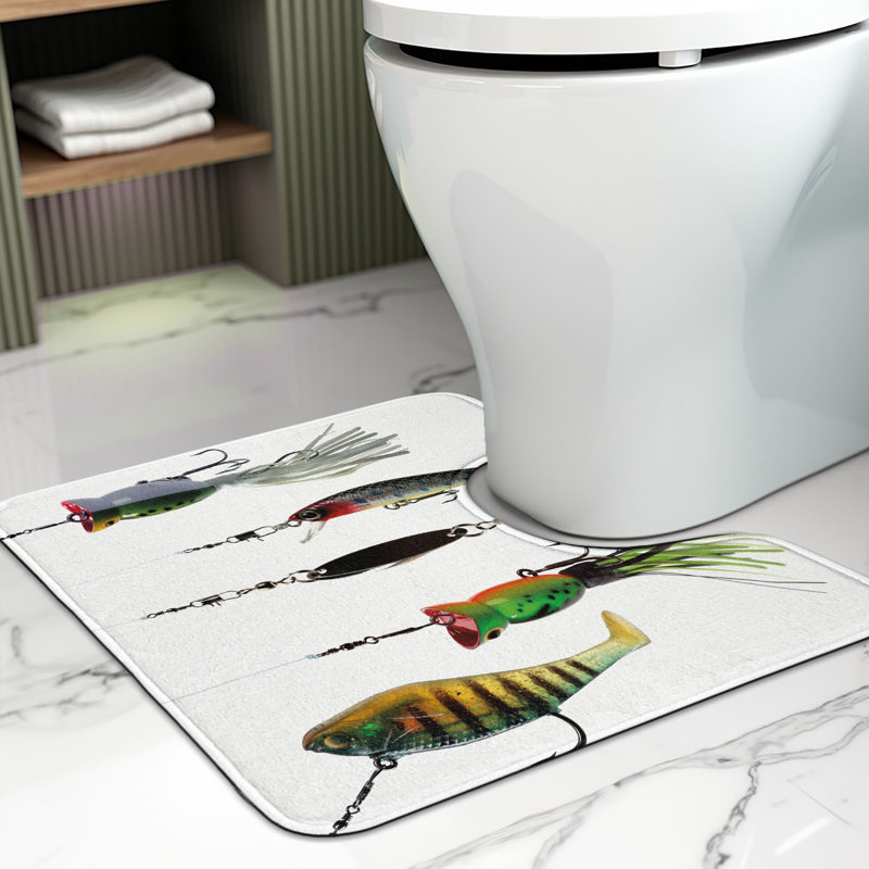 Tapis de salle de bain en forme de U poisson 20 po multicolore