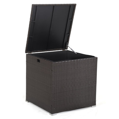 Costway 72 Gallon Patio Rattan Wicker Storage Deck Box Container With Liner Garden by Costway