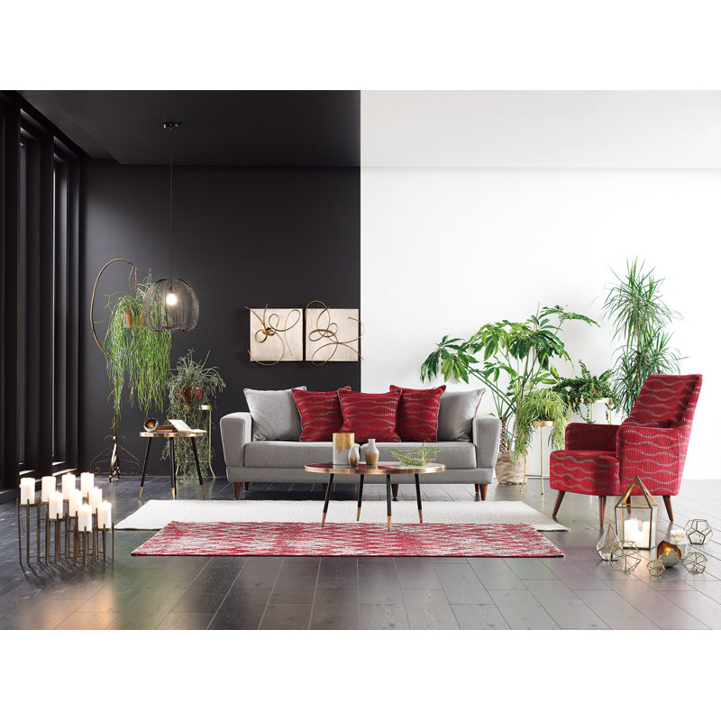 Tapis Pune, rouge / beige